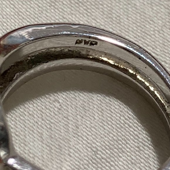 Sterling silver double band and rhinestones ring - Picture 8 of 11